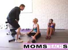 Steamy workout turns hardcore with mom and daughter...