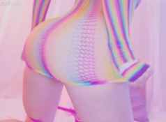 Rainbow Cherry Fishnet Booty, Butt plug and Blowjob...