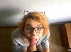 Neko teen deepthroat and facialized...