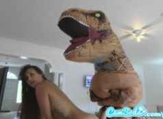 big ass latina teen chased by lesbian loving TREX on hoverboard then fucked...