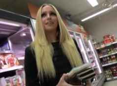 Blonde babe grocery shopping fun...