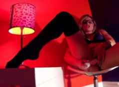 Dahlia Sky masturbates in socks and glasses...