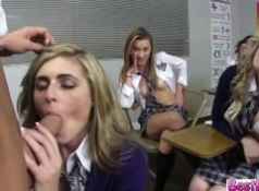 Hot teen girls get wild in the classroom...
