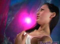 Melanies brunette glasses big tits playing rock...